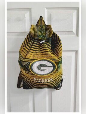🏈 Green Bay Packers 🏈 Drawstring 'Hippie' Woven Backpack 16" H x 15" W